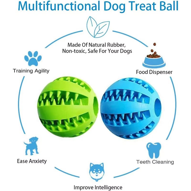 Interactive Dog Treat Dispenser Ball-Bite-Resistant Rubber Food Toy