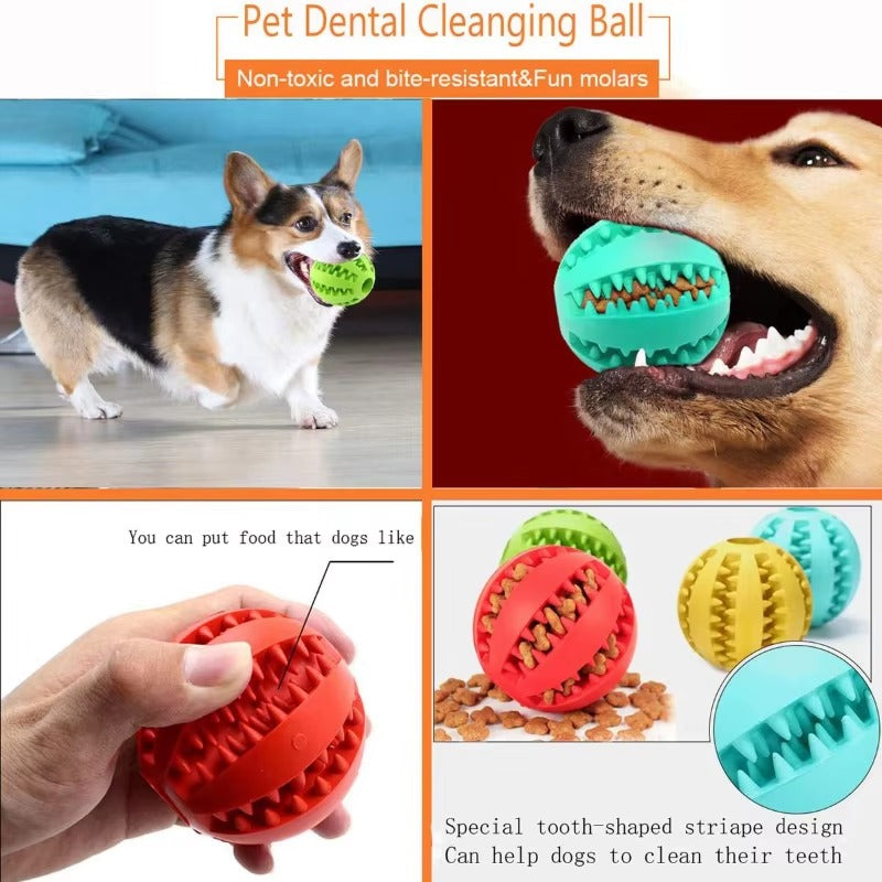 Interactive Dog Treat Dispenser Ball-Bite-Resistant Rubber Food Toy