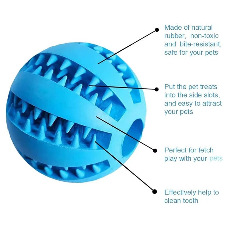 Interactive Dog Treat Dispenser Ball-Bite-Resistant Rubber Food Toy
