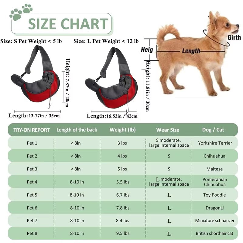 Pet Puppy Dog Mesh Sling Carry Pack Backpack Carrier Travel Tote Shoulder Bag UK